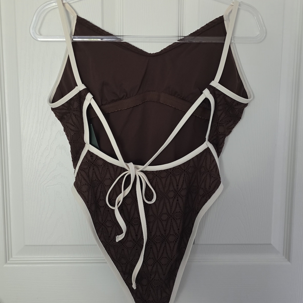 NWT Wild Fable Brown Lace Look Swimsuit - Picture 2 of 3